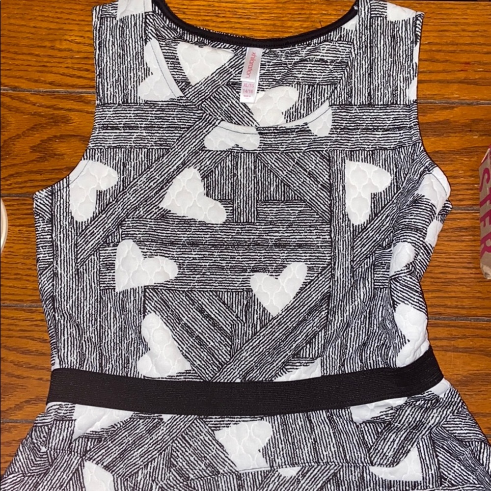 Quilted black and white with white hearts dress